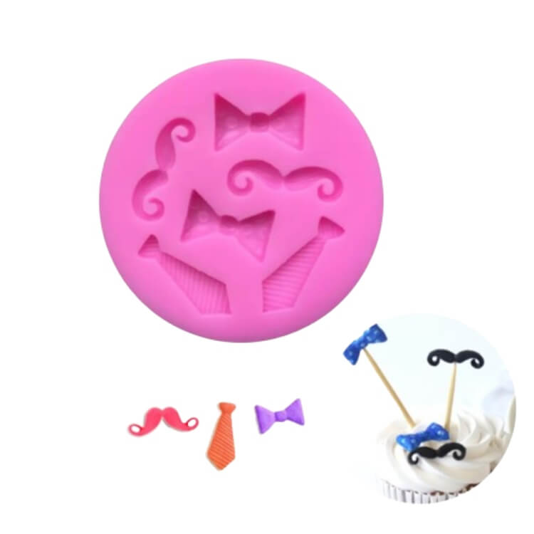 Molde de Silicona Fondant Corbatas y Bigotes